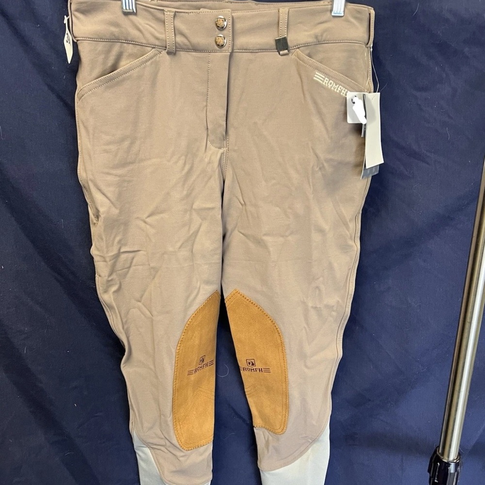 NWT ROMFH® Ladies Champion Euro Knee Patch Breech Classic Taupe